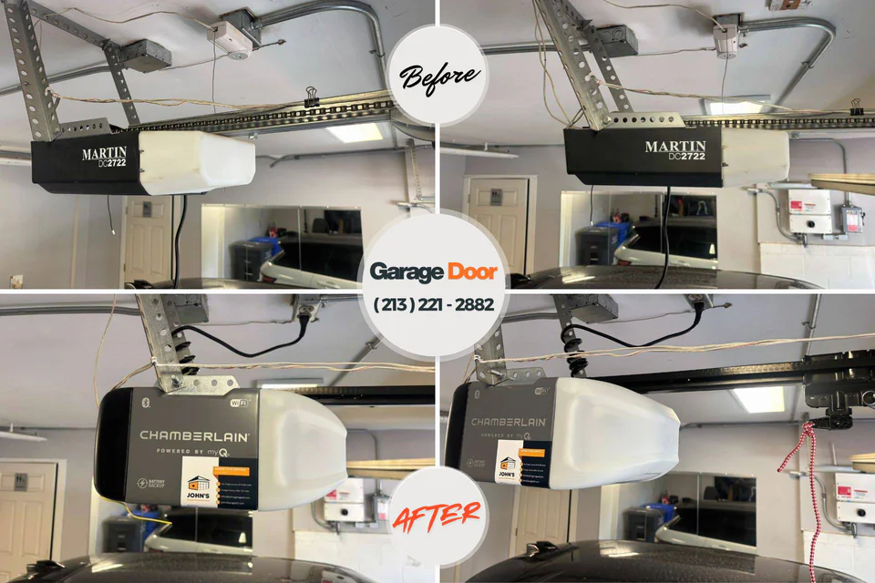Before and after: garage door repair K. I. Sawyer, MI